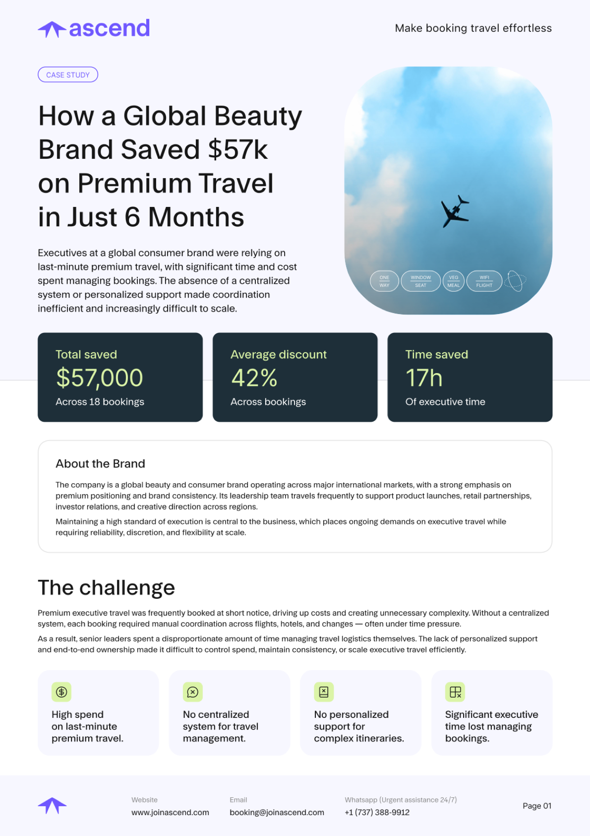 Ascend case study: how a global beauty brand saved $57k on premium travel in six months